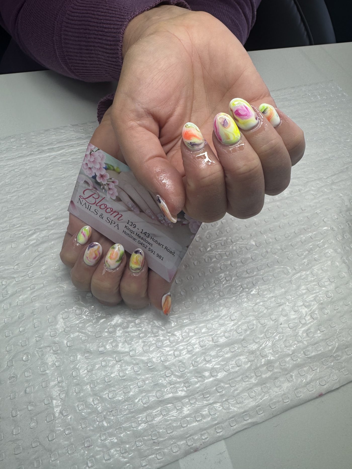 Pastel marble and abstract nail art